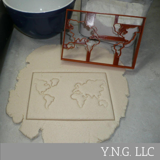 World Map Travel Continents Detailed Cookie Cutter Made In USA PR5077