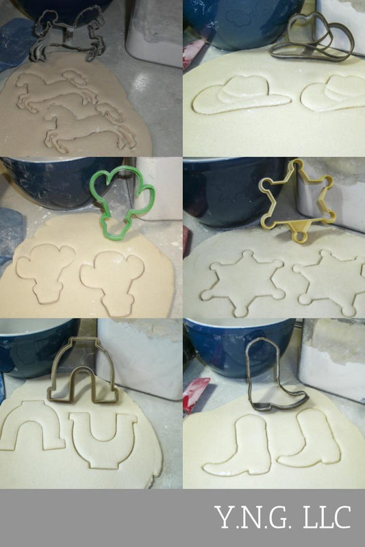 Wild West Cactus Cowboy Hat Boot Sheriff Set Of 6 Cookie Cutters USA PR1105