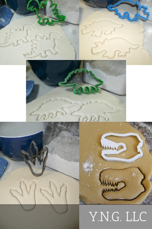 Dinosaurs Outlines T-Rex Triceratops Print Set of 5 Cookie Cutters USA PR1033